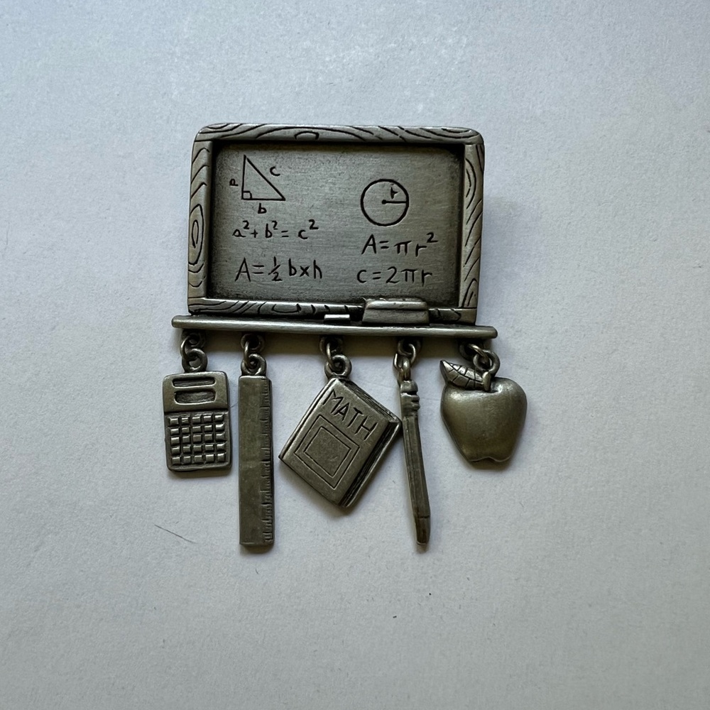 JJ Math Teacher Brooch With Dangling Charms - Picture 2 of 9
